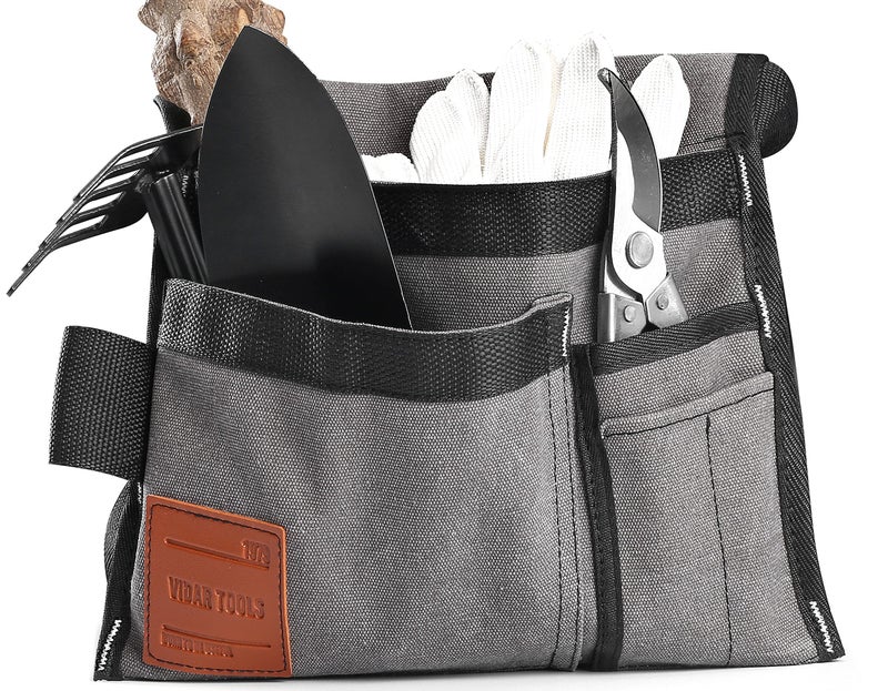 VIDAR TOOLS 6-Pocket Single Side Tool Belt Pouch/Utility Belt Bag/Tool Apron for Carpenter/Gardening/Waist .Durable Canvas Construction.Comfortable Adjustable Belt.Light Weight (grey) - Image 4