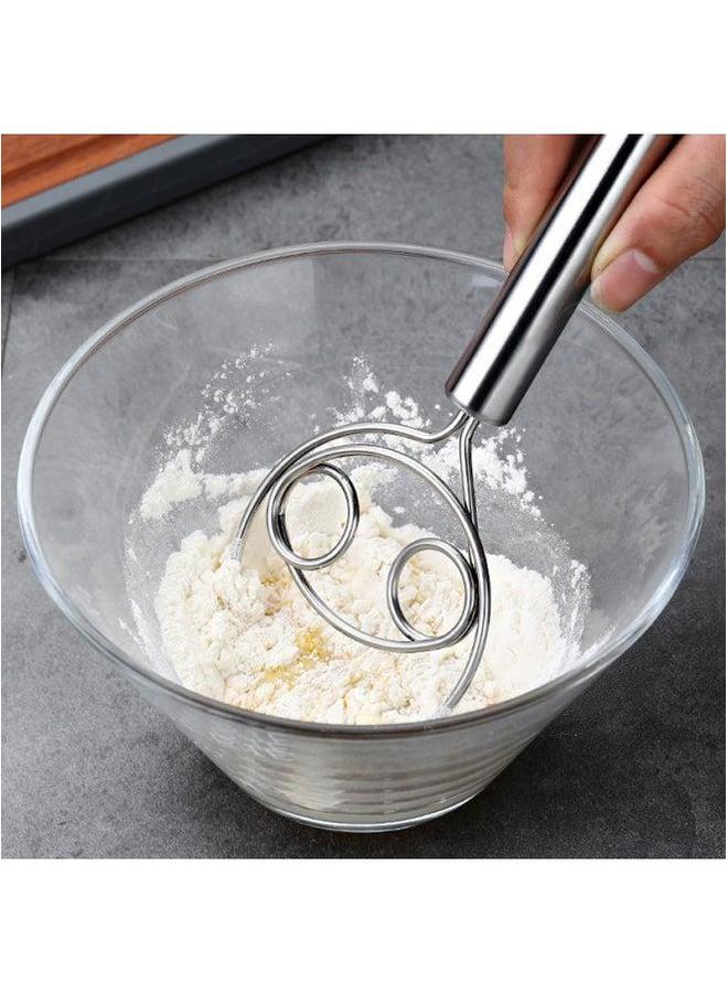 Stainless Steel Flour Cake Mixer Manual Dough Beater And Noodle Artifact Non-stick Quick Egg Beater-Color:Double Ring Of  - Image 4