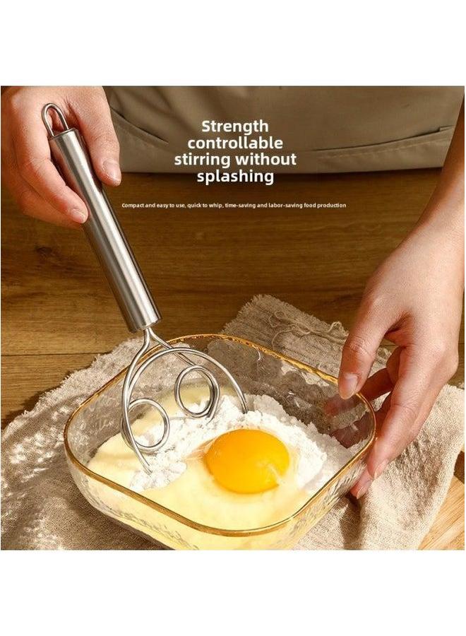 Stainless Steel Flour Cake Mixer Manual Dough Beater And Noodle Artifact Non-stick Quick Egg Beater-Color:Double Ring Of  - Image 2