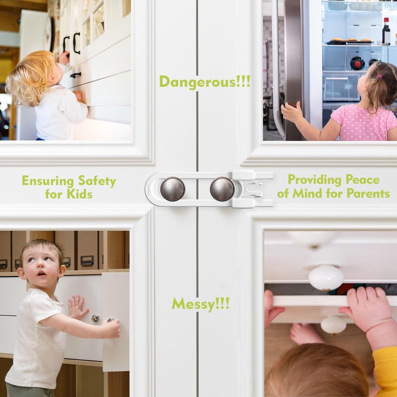 TriLink 6 Pack Adjustable Cabinet Locks for Babies, U-Shaped Baby Proofing Child Locks for Kids Toddlers Safety, Sliding Door latches for Cabinets, Drawer, Closet, Fridge, Door Knob Handle, Kitchen Home Safe - Image 3