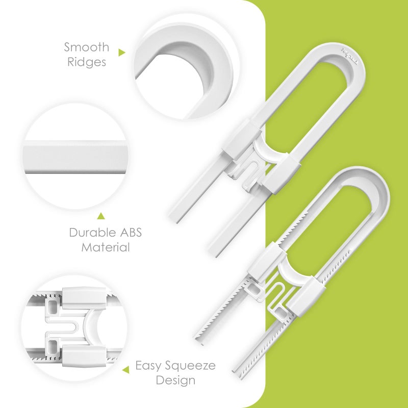 TriLink 6 Pack Adjustable Cabinet Locks for Babies, U-Shaped Baby Proofing Child Locks for Kids Toddlers Safety, Sliding Door latches for Cabinets, Drawer, Closet, Fridge, Door Knob Handle, Kitchen Home Safe - Image 4
