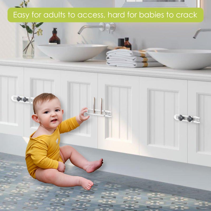 TriLink 6 Pack Adjustable Cabinet Locks for Babies, U-Shaped Baby Proofing Child Locks for Kids Toddlers Safety, Sliding Door latches for Cabinets, Drawer, Closet, Fridge, Door Knob Handle, Kitchen Home Safe - Image 2
