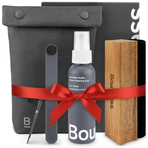 Boundless Audio Vinyl Record Cleaning Kit - 5-in-1 Vinyl Cleaning Kit Includes Velvet Record Brush, Stylus Cleaner, Cleaner Solution, Nylon Brush & Storage Bag - Image 1