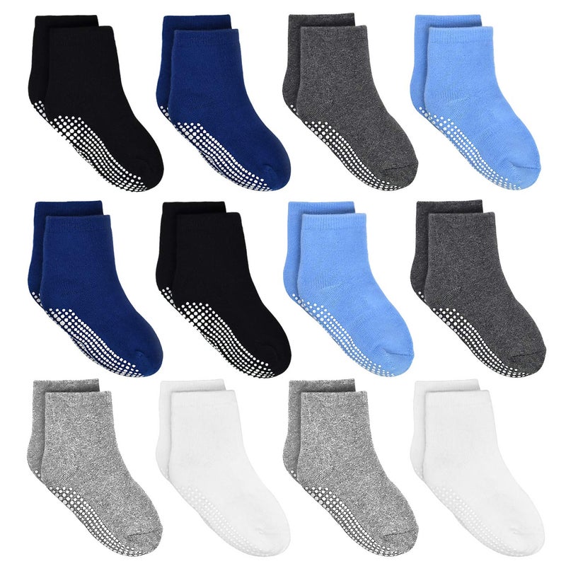Tphon Kids Non Slip Toddler Boy Grip Socks 12 Pairs Anti Skid Sticky Socks for 3-5 Years Infants Baby Children - Image 1