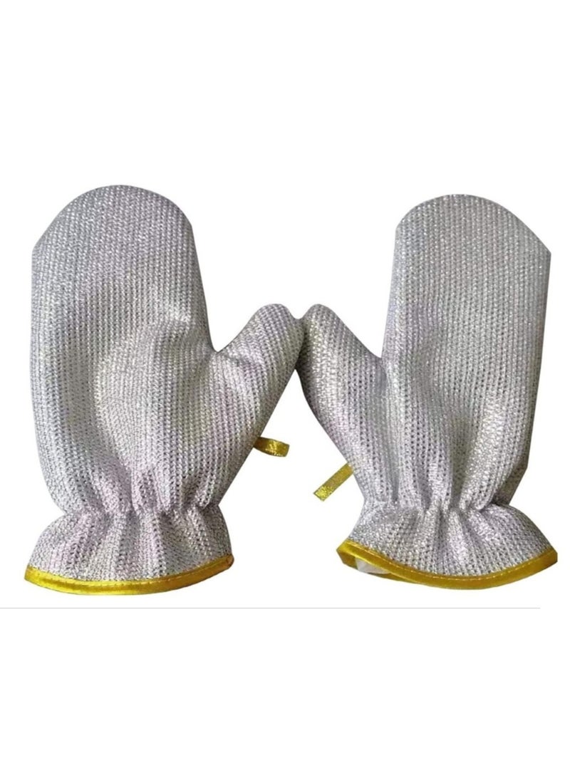 Generic 2pcs Wire Scouring Pad Replacement Gloves - Multicolor - Dishwashing Gloves - Wire Scouring Pad for Dishwashing and Kitchen Cleaning, Heat Insulated Waterproof Reusable Dishwashing Cleaning Tool, Skin Friendly Kitchen Gloves for Wiping Pots - Multipurpose Wet and Dry Wire Dishwashing Gloves, Non-Scratch Household Cleaning Gloves for Tableware Cleaning, Reusable Cleaning Gloves for Utensils - Steel Wire Scouring Pad Heat Insulated Kitchen Cleaning Gloves, Industrial Decontamination Tool - Innovative Alternative to Traditional Wire Scouring Pad (2 Pack) - Wire Scouring Pad Replacement  - Image 1