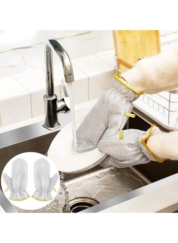Generic 2pcs Wire Scouring Pad Replacement Gloves - Multicolor - Dishwashing Gloves - Wire Scouring Pad for Dishwashing and Kitchen Cleaning, Heat Insulated Waterproof Reusable Dishwashing Cleaning Tool, Skin Friendly Kitchen Gloves for Wiping Pots - Multipurpose Wet and Dry Wire Dishwashing Gloves, Non-Scratch Household Cleaning Gloves for Tableware Cleaning, Reusable Cleaning Gloves for Utensils - Steel Wire Scouring Pad Heat Insulated Kitchen Cleaning Gloves, Industrial Decontamination Tool - Innovative Alternative to Traditional Wire Scouring Pad (2 Pack) - Wire Scouring Pad Replacement  - Image 5