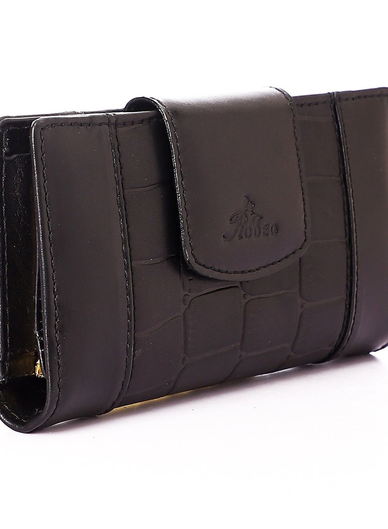 محفظة نسائية من الجلد العلوي (RO 308) ذات سعة كبيرة محافظ فاخرة من الجلد الطبيعي الشمعي محفظة بمقبض حامل بطاقات للسيدات - Image 2