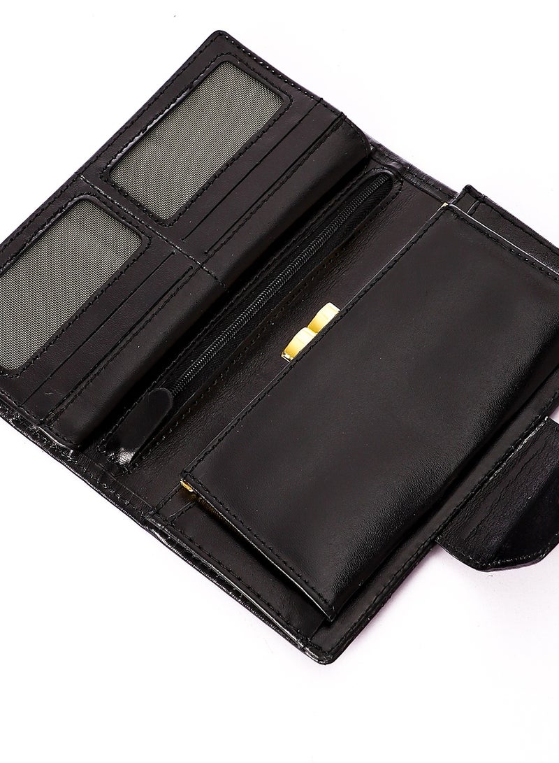 محفظة نسائية من الجلد العلوي (RO 308) ذات سعة كبيرة محافظ فاخرة من الجلد الطبيعي الشمعي محفظة بمقبض حامل بطاقات للسيدات - Image 3