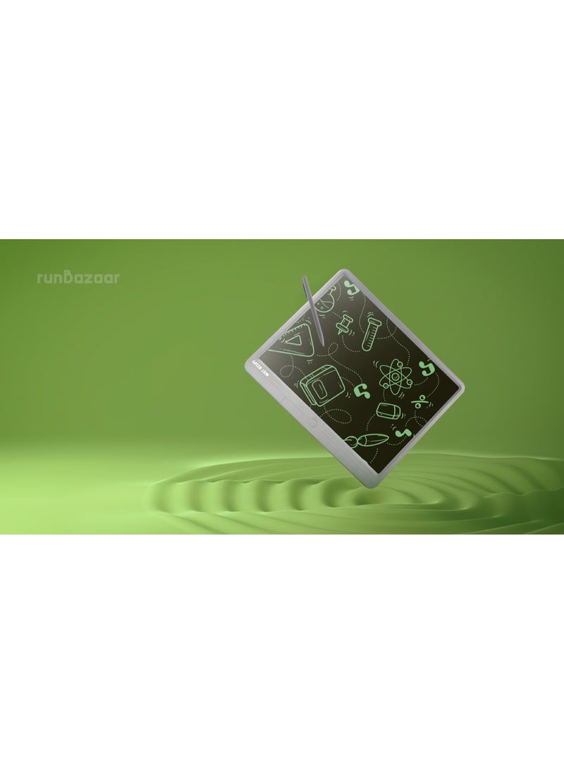 جرين ليون - لوحة كتابة رقمية LCD مقاس 15 بوصة، بطارية CR2016، ABS + غشاء LCD، حساب التفاضل والتكامل والرسم وتدوين الملاحظات / يمكن استخدامها للمدرسة / صغيرة الحجم وخفيفة الوزن / شاشة عريضة - رمادي - Image 1