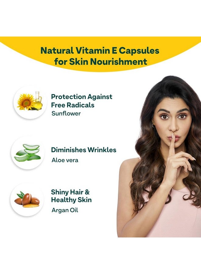 OZiva OZiva Plant Based Natural Vitamin E Capsules for Face & Hair with Sunflower oil, Aloe vera oil ,Argan oil, Vegan &Natural Vitamin E for Glowing Skin & Stronger Hair (Vitamin E, Pack of 1, 30 Capsules)  - Image 3