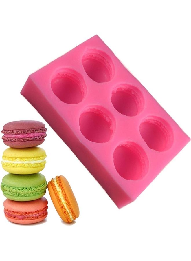 Silicone 3D Macaroon Hamburger Fondant Mold Pink 5.3x3.5x1.1inch - Image 1