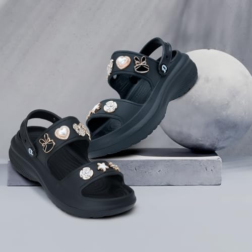 DOCTOR EXTRA SOFT Women's Metallic Charms Fashion Slippers/Sandals with Adjustable Back Strap | Comfortable | LightWeight| Stylish & Anti-Skid| Waterproof Casual Beach Slides Mules Girls & Ladies D-533 - Image 2
