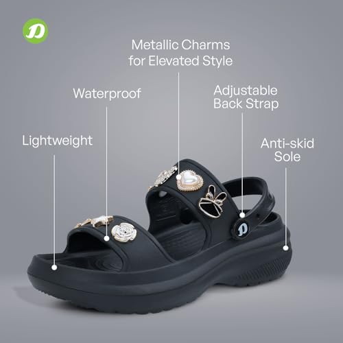 DOCTOR EXTRA SOFT Women's Metallic Charms Fashion Slippers/Sandals with Adjustable Back Strap | Comfortable | LightWeight| Stylish & Anti-Skid| Waterproof Casual Beach Slides Mules Girls & Ladies D-533 - Image 3
