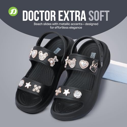 DOCTOR EXTRA SOFT Women's Metallic Charms Fashion Slippers/Sandals with Adjustable Back Strap | Comfortable | LightWeight| Stylish & Anti-Skid| Waterproof Casual Beach Slides Mules Girls & Ladies D-533 - Image 4