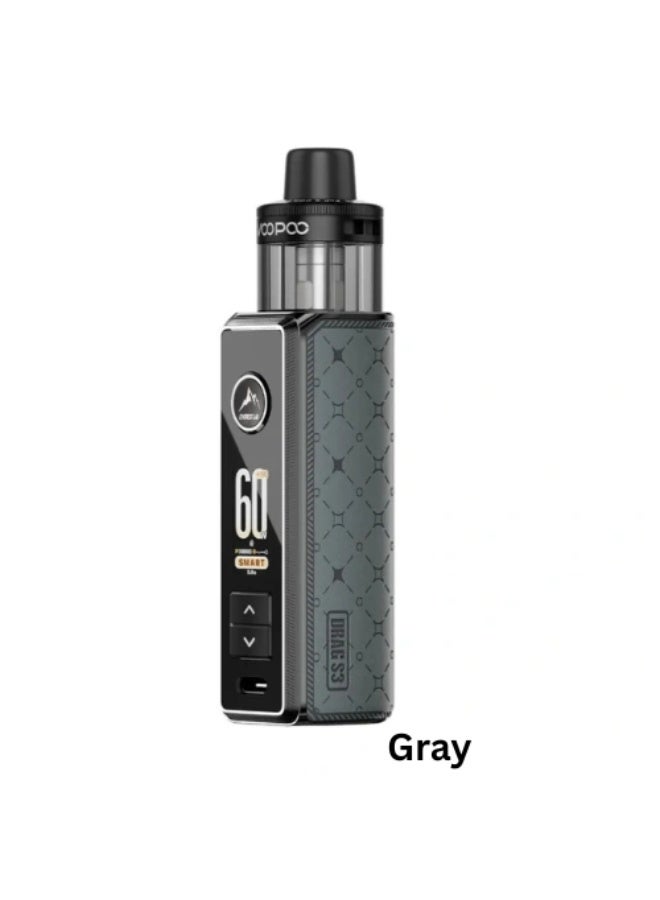 VOOPOO Drag S3 Metal gray Vape Refill Juice Kit Pod System 3 Professional Modes with 5ml Tank An Adjustable Top Airflow 60W 3000mA - Image 3