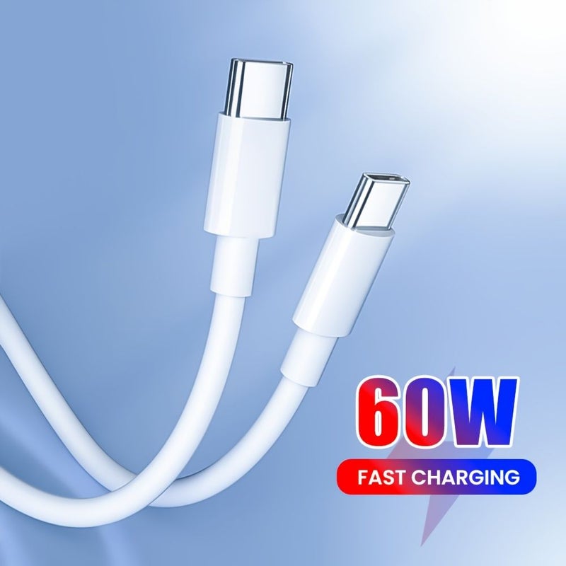 Pd60W Short USB C to USB C Fast Charging Cable 11.81in Black for iPhone Samsung Xiaomi - Image 1