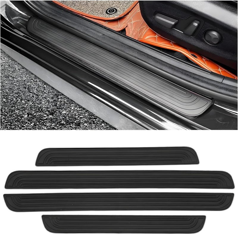 4PCS Car Door Sill Protector for Mitsubishi Outlander 2025 2024 2023 2022, Automotive Rubber Scratch Resistant Entry Sill Guards Door Sill Protector Trim Guard,Black - Image 1