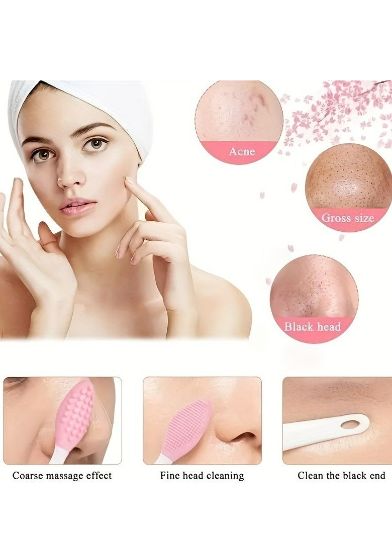 Generic Silicone Pore Brush,Lip Scrub Brush Lip Brush Tool, Exfoliate Your Large & Visible Pores With This Facial Brush, Double-Sided Black Head Cleaning Tool, Beauty & Skincare Accessories  - Image 2