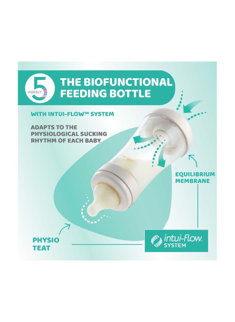 Chicco Chicco Perfect 5 Feeding Bottle 240ml Medium Flow 2m+ Silicone, Pink  - Image 3