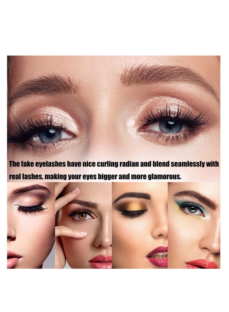 SYOSI 2 Pairs Self Adhesive Eyelashes 10 Refills with box 3D Faux Mink Lashes Magnetic No Glue Natural Thick Wispy Strip Fake for Makeup Extension - Image 3