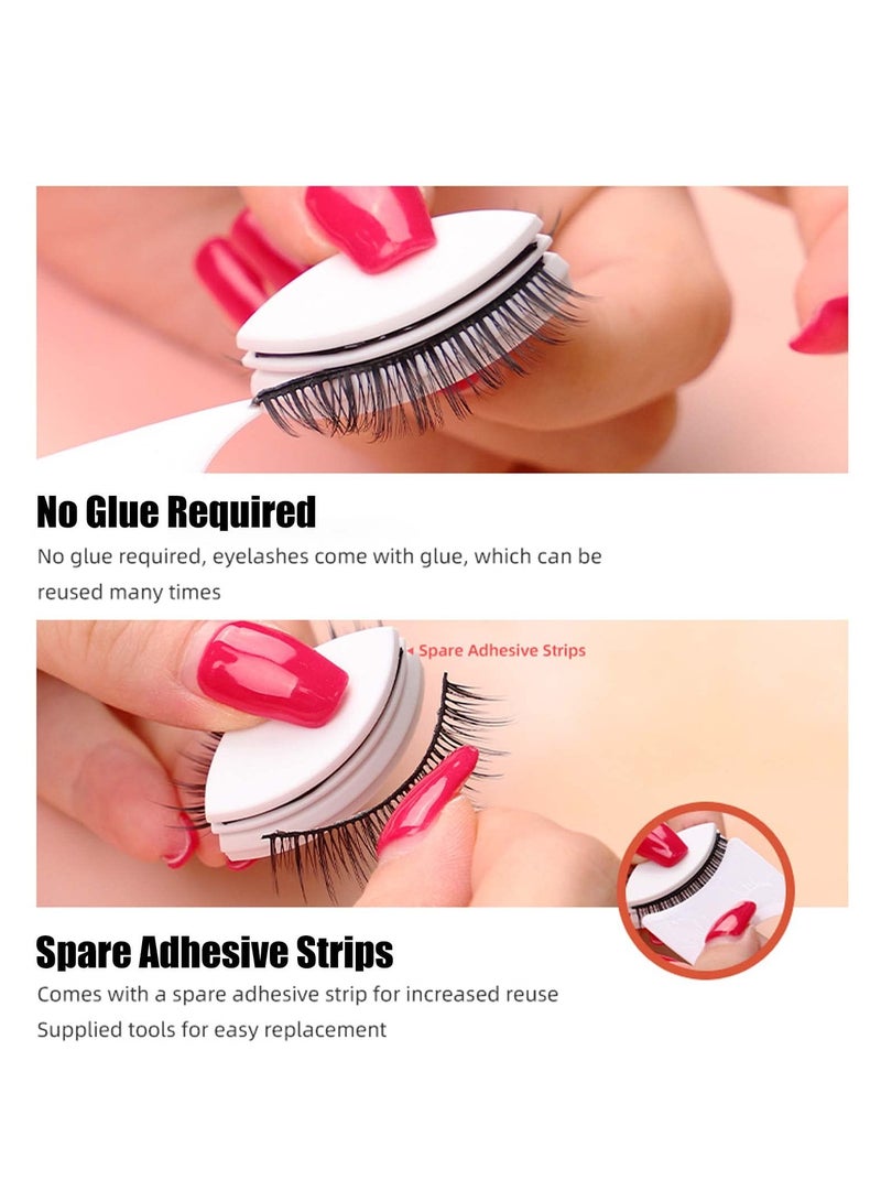 SYOSI 2 Pairs Self Adhesive Eyelashes 10 Refills with box 3D Faux Mink Lashes Magnetic No Glue Natural Thick Wispy Strip Fake for Makeup Extension - Image 2