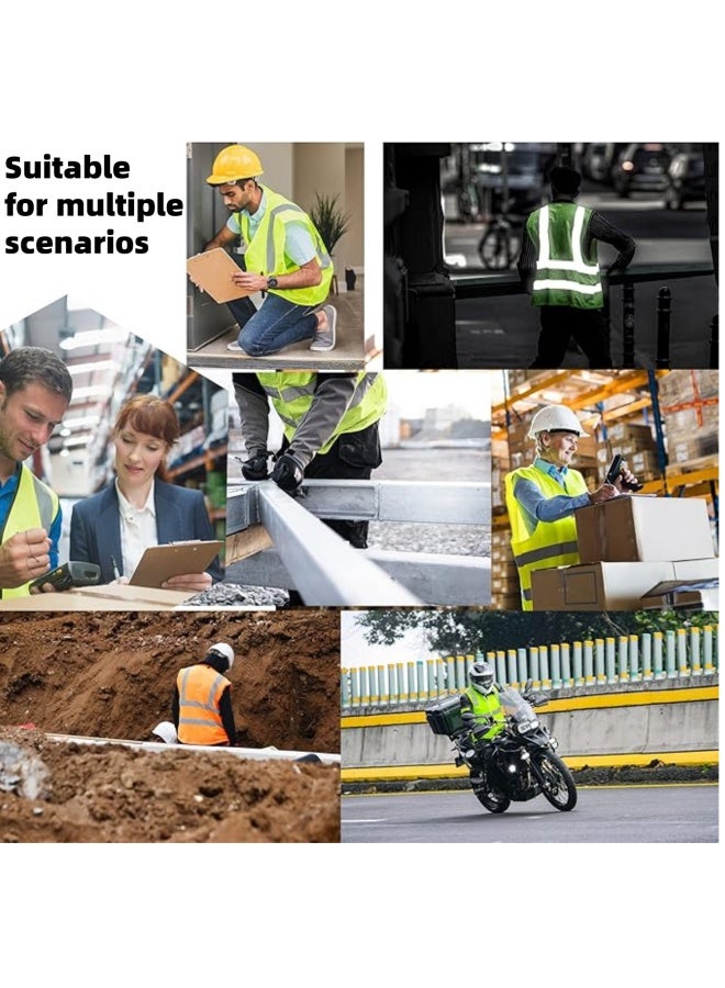 سترات أمان عاكسة مع جيوب وسحاب، سترة أمان أمامية بسحاب عالي الوضوح مع شرائط عاكسة، صفراء عالية الوضوح بزاوية 360 درجة - Image 3