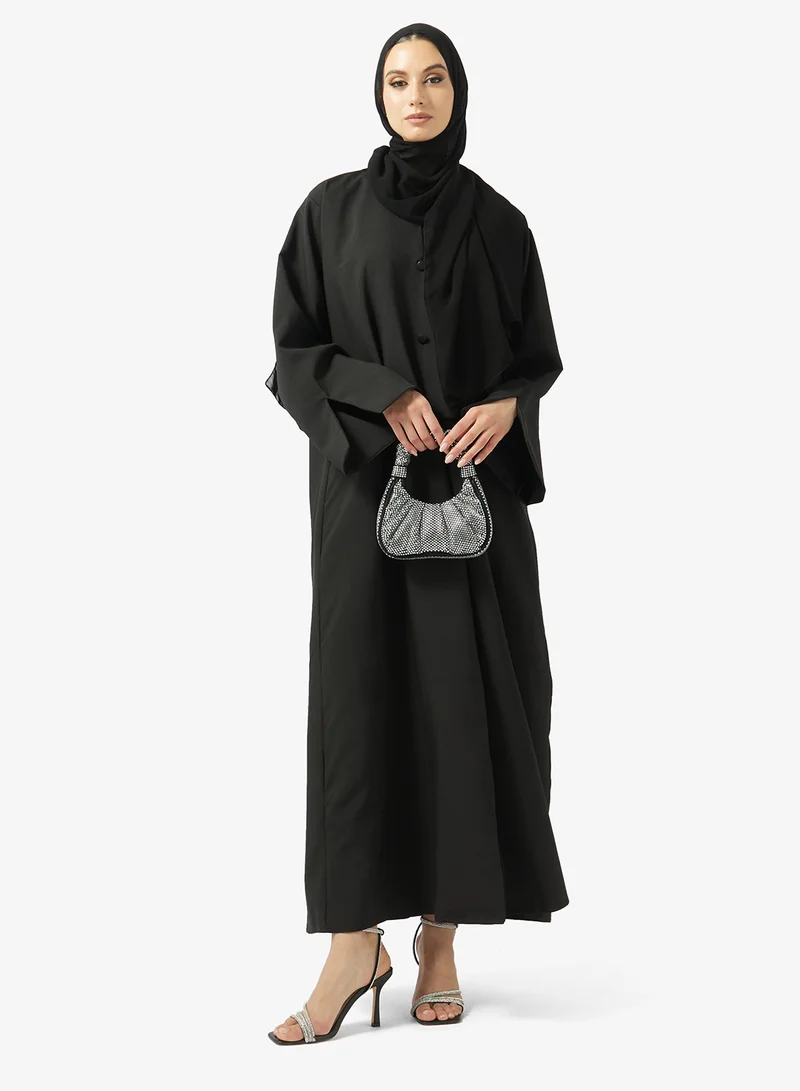 hayas closet  Button Detailed V Neck Abaya for Women | Best Price UAE