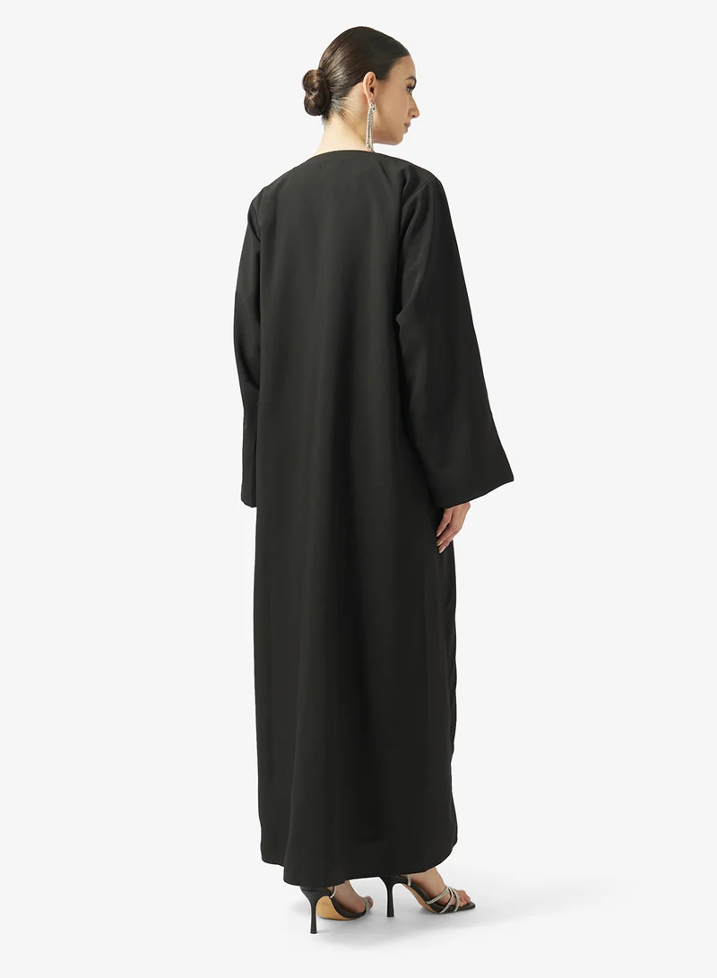 hayas closet  Button Detailed V Neck Abaya for Women | Best Price UAE