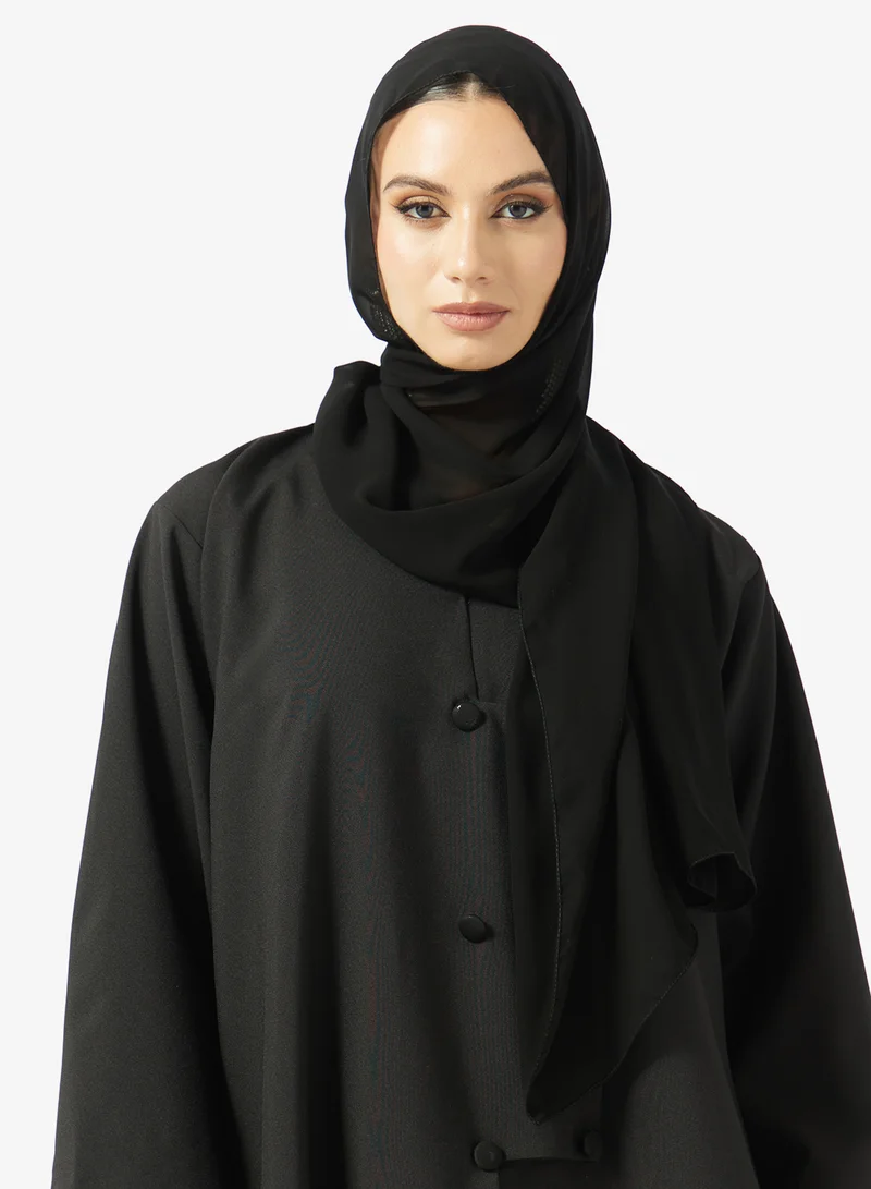 hayas closet  Button Detailed V Neck Abaya for Women | Best Price UAE
