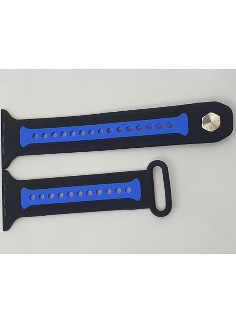 Generic - Apple Watch 45mm/44mm/42mm Silicone Wrist Band Strap Replacement - Black/Blue - Image 1