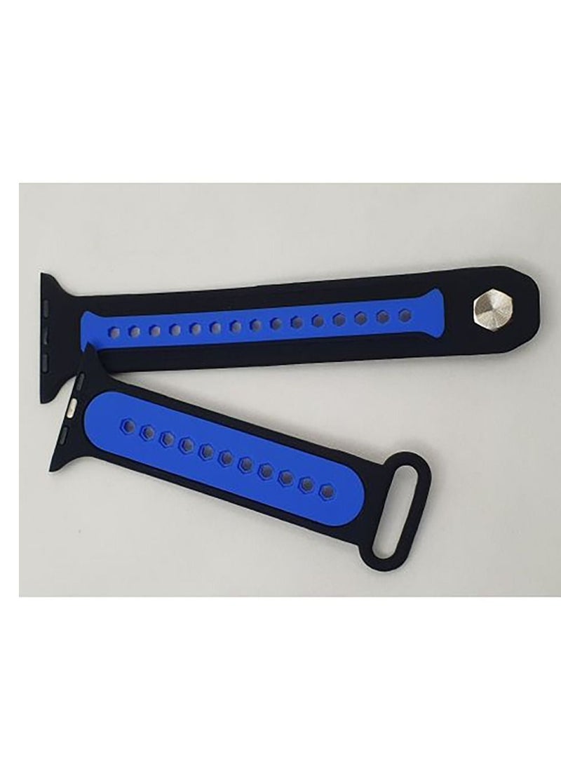 Generic - Apple Watch 45mm/44mm/42mm Silicone Wrist Band Strap Replacement - Black/Blue - Image 1