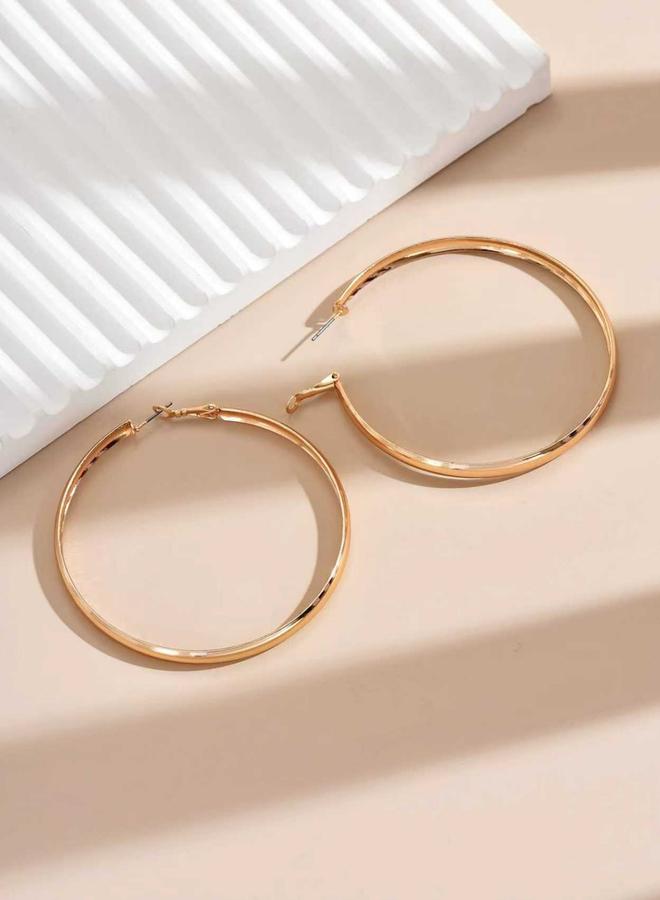 تايك تو أقراط حلقية كبيرة بلون ذهبي - Image 4