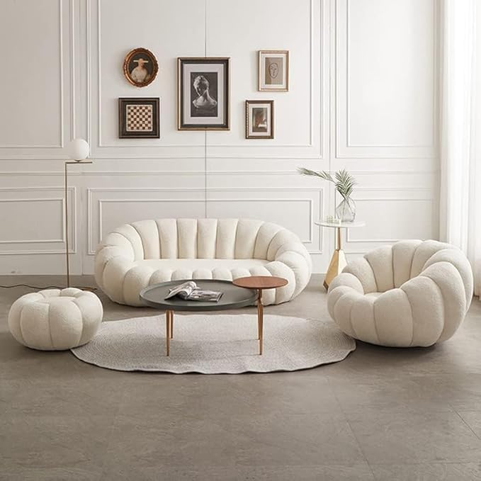 Luxury Luxe White Lamb Fleece Sofa Set - Image 3