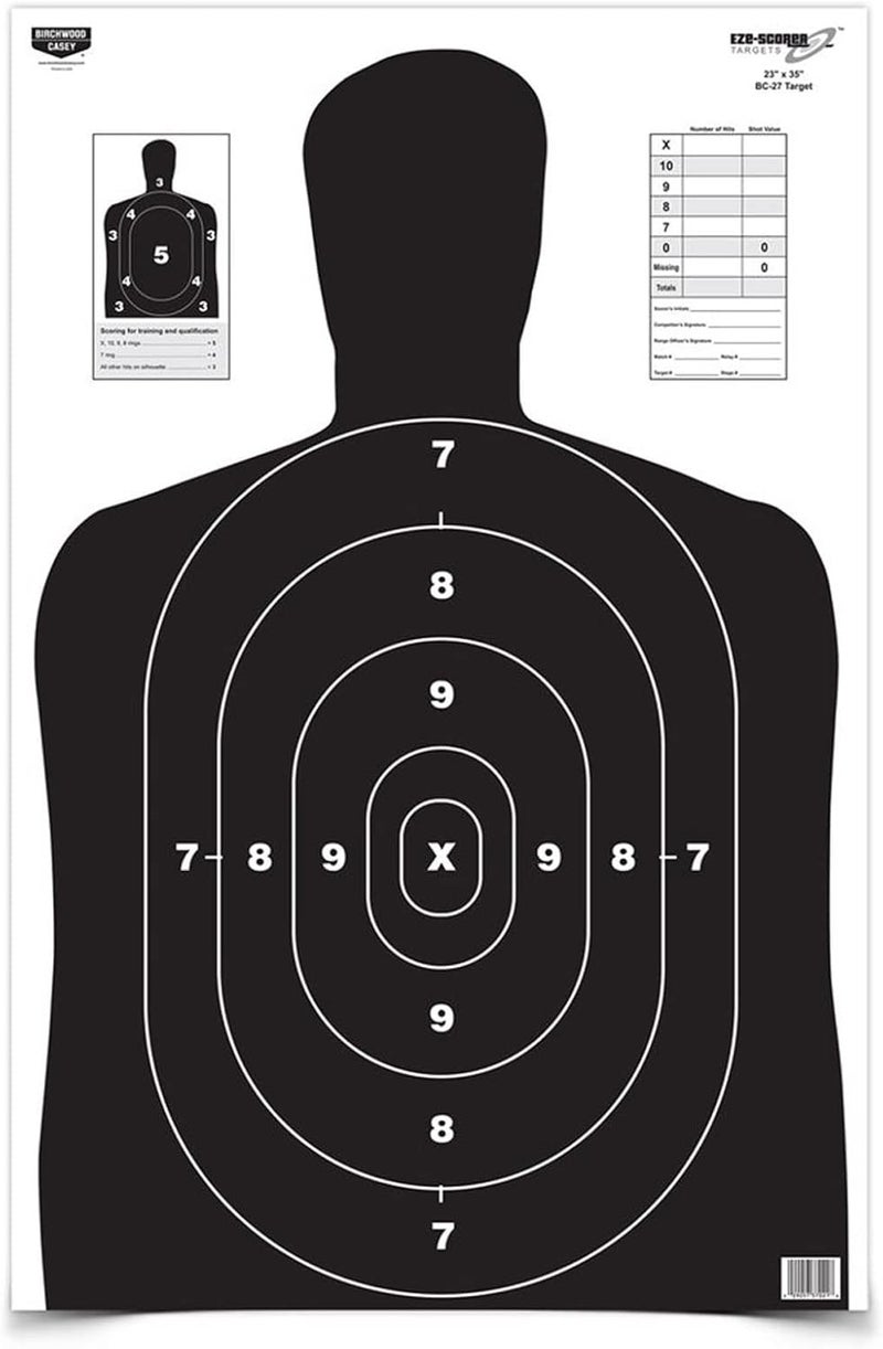 23" x 35" Eze-Scorer BC-27 High-Contrast Silhouette Shoot-Up Brilliant White Paper Targets for Indoor and Outdoor Use, Color Options