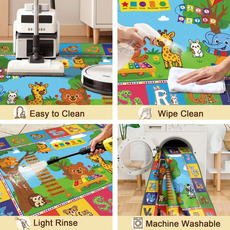 Arenarug Upgrade Ultra Non Slip ABC Rugs for Kids Playroom, 3x5 Washable Alphabet Floor Play Mat for Toddlers Baby, Educational Learning Baby Carpet with Animals for Nursery, Classroom & Bedroom, 36"x60" - Image 5