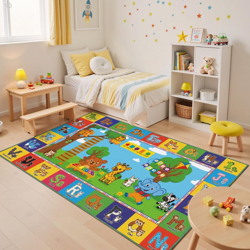 Arenarug Upgrade Ultra Non Slip ABC Rugs for Kids Playroom, 3x5 Washable Alphabet Floor Play Mat for Toddlers Baby, Educational Learning Baby Carpet with Animals for Nursery, Classroom & Bedroom, 36"x60" - Image 4