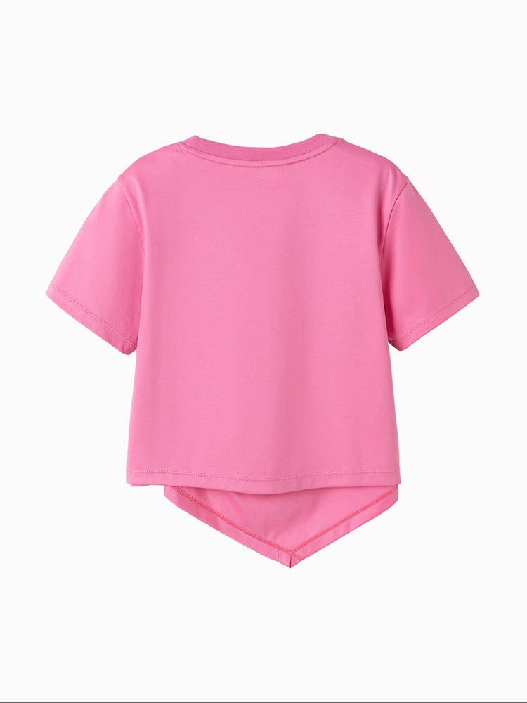 بالابالا تيشيرت بتصميم غير متماثل وشفرة تطريز أمامية للبنات - Image 2