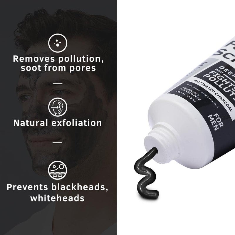 Ustraa Face Scrub for Men 100g–Activated Charcoal, Tahitian Volcanic Sand & Walnut Granules–Deep Cleansing, Exfoliating & Detox Face Scrub for Blackheads, Dead Skin & Pollution Control – For All Skin - Image 1