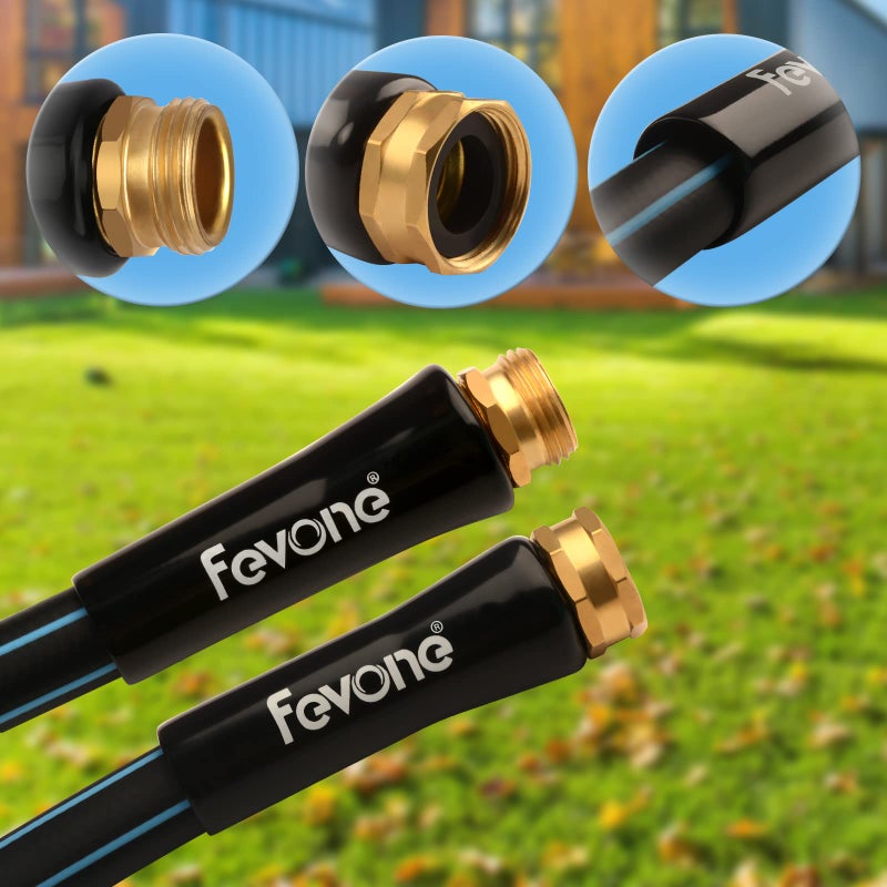 Fevone 100 ft Garden Hose Non Kinking, Flexible Water Hose, Heavy Duty Hybrid Polymer, 5/8 Inner Diameter Hose, 3/4 Brass Fittings - Image 4