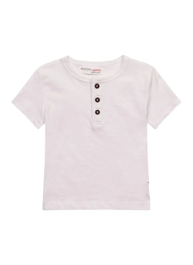 MINOTI Teen Henley T-Shirt with Short Sleeves and Button Neckline
