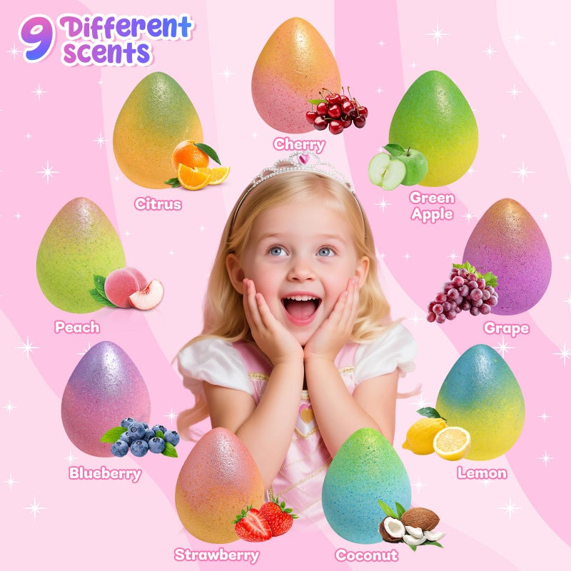 Bofuoos Unicorn Bath Bombs with Surprise Toys Inside, Birthday Easter Gifts for Girls, 9 Packs Bubble Bath Bomb for Kids Girls, Easter Basket Stuffers (36+ Months) - Image 4