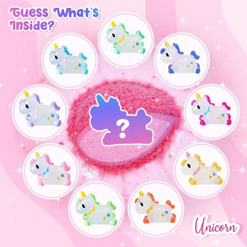 Bofuoos Unicorn Bath Bombs with Surprise Toys Inside, Birthday Easter Gifts for Girls, 9 Packs Bubble Bath Bomb for Kids Girls, Easter Basket Stuffers (36+ Months) - Image 5