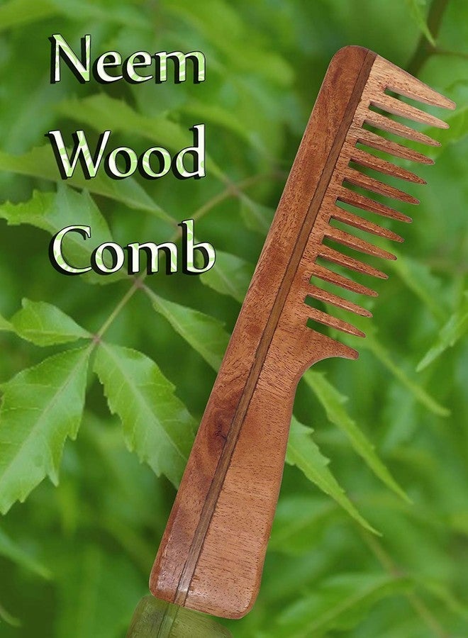 Glan Hair Wooden Comb With Long Handle Anti-Dandruff And Hail Fall Control Neem Wood Natural Brown Pack Of 1 (NEEM WOOD COMB MODEL NO 4) - Image 3