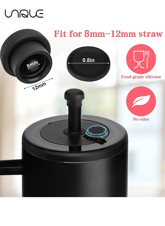 Unique 2 Pack Magnetic Straw Caps - Upgraded Leak-Proof & Dust-Proof Silicone Straw Covers - Suitable for Straws with a Diameter of 0.31-0.47 inches - for Hiking Climbing Outdoor Activities - Black - Image 2