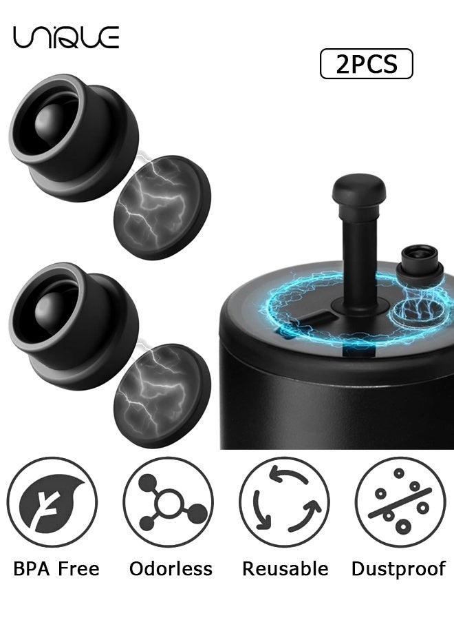 Unique 2 Pack Magnetic Straw Caps - Upgraded Leak-Proof & Dust-Proof Silicone Straw Covers - Suitable for Straws with a Diameter of 0.31-0.47 inches - for Hiking Climbing Outdoor Activities - Black - Image 1