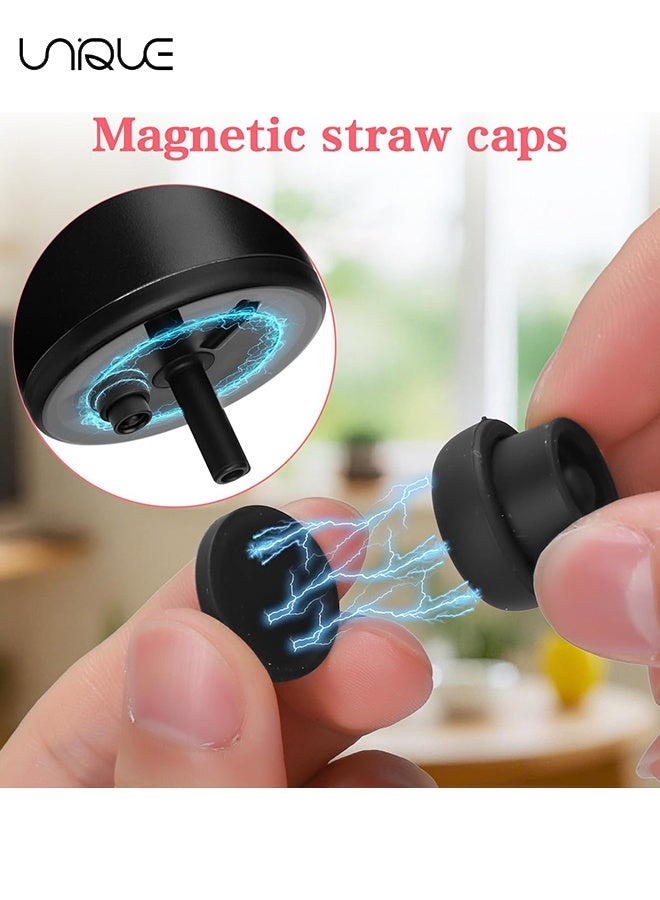 Unique 2 Pack Magnetic Straw Caps - Upgraded Leak-Proof & Dust-Proof Silicone Straw Covers - Suitable for Straws with a Diameter of 0.31-0.47 inches - for Hiking Climbing Outdoor Activities - Black - Image 4