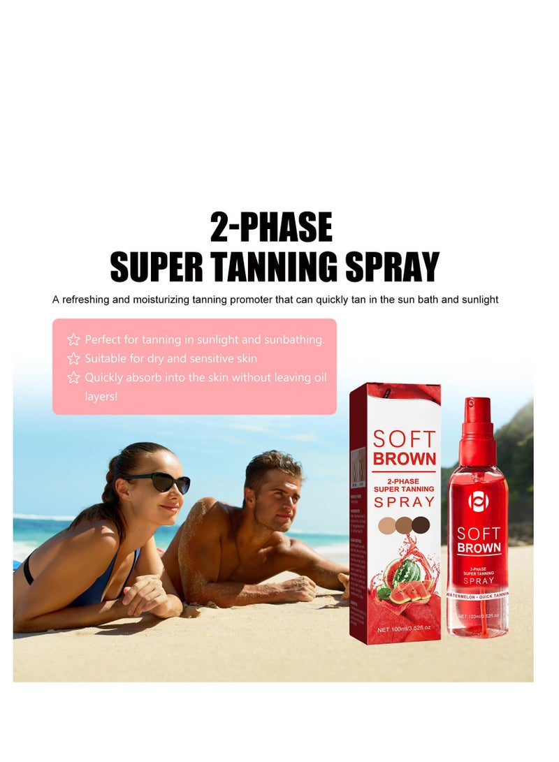 Excefore 2 Pack Self Tan Face Mist, Natural Bronzer Fake Tan Spray, Natural Sunkissed Glow Face Tan, Suitable for Body & Face Self Tan(100ml Per Bottle) - Image 3