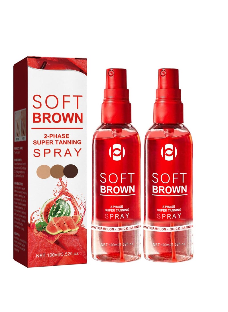 Excefore 2 Pack Self Tan Face Mist, Natural Bronzer Fake Tan Spray, Natural Sunkissed Glow Face Tan, Suitable for Body & Face Self Tan(100ml Per Bottle) - Image 1