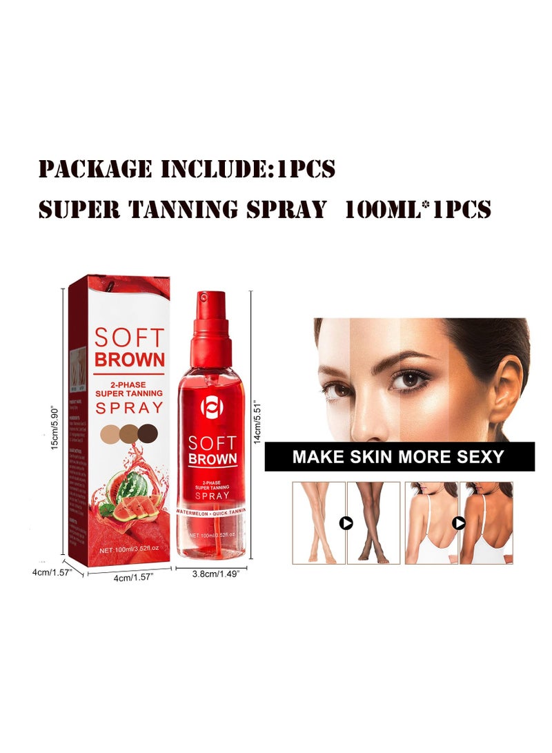 Excefore 2 Pack Self Tan Face Mist, Natural Bronzer Fake Tan Spray, Natural Sunkissed Glow Face Tan, Suitable for Body & Face Self Tan(100ml Per Bottle) - Image 2