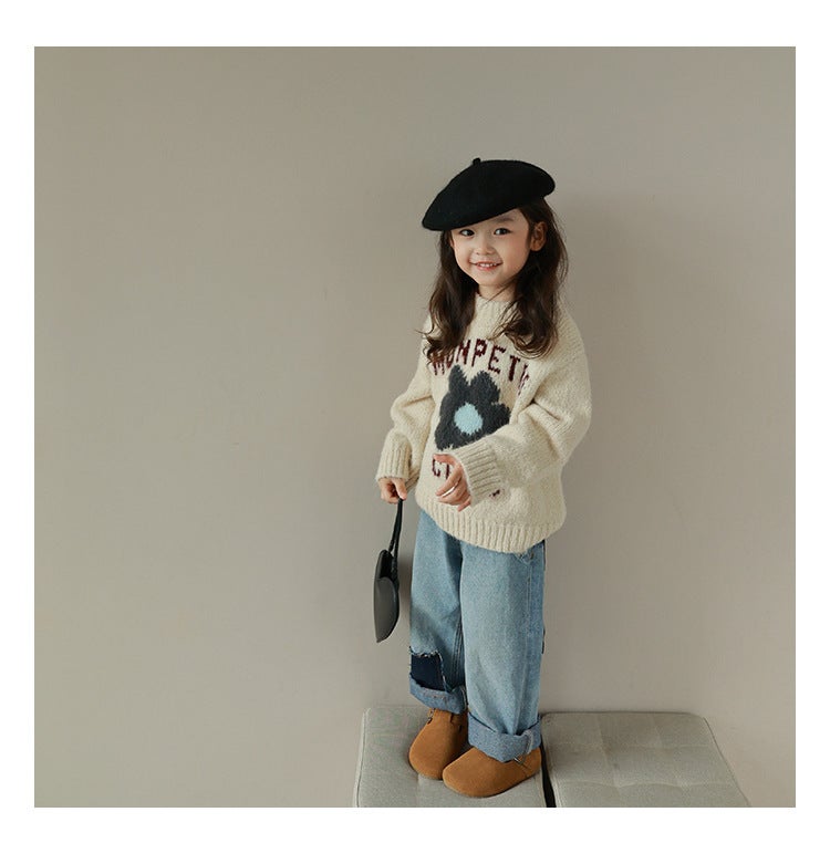 Girls' Sweaters Kidsren'S Knitted Cotton Bottoming Sweaters Baby Kidsren'S Clothing Tops - Image 1